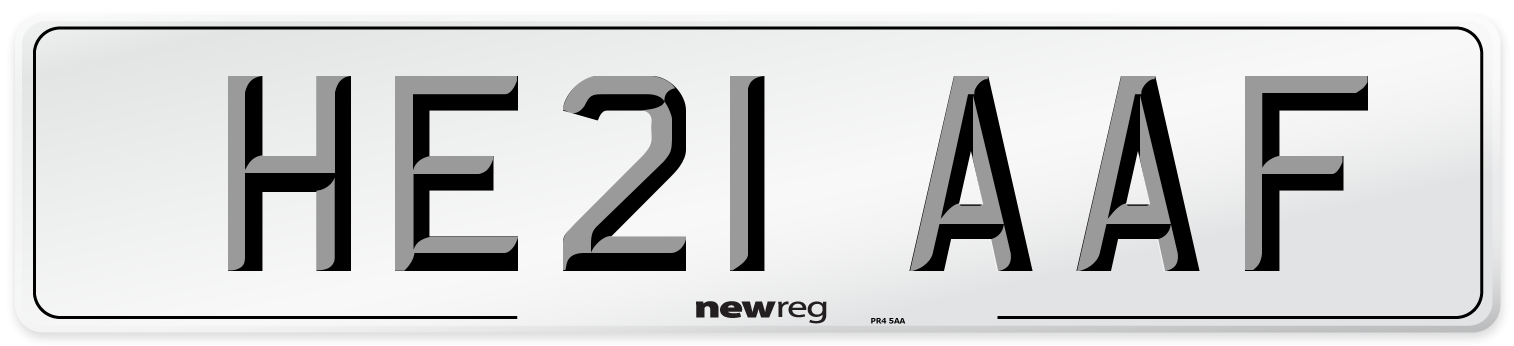 HE21 AAF Number Plate from New Reg